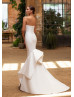 Strapless Sweetheart Neck Ivory Satin Ruffle Wedding Dress